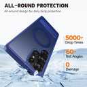 QSEVNSQ Strong Magnetic for Samsung Galaxy S25 Ultra Case with Screen Protector + Lens Protector, Fit for MagSafe,Mil-Grade Drop Protection, Seamless Stand, Translucent Blue