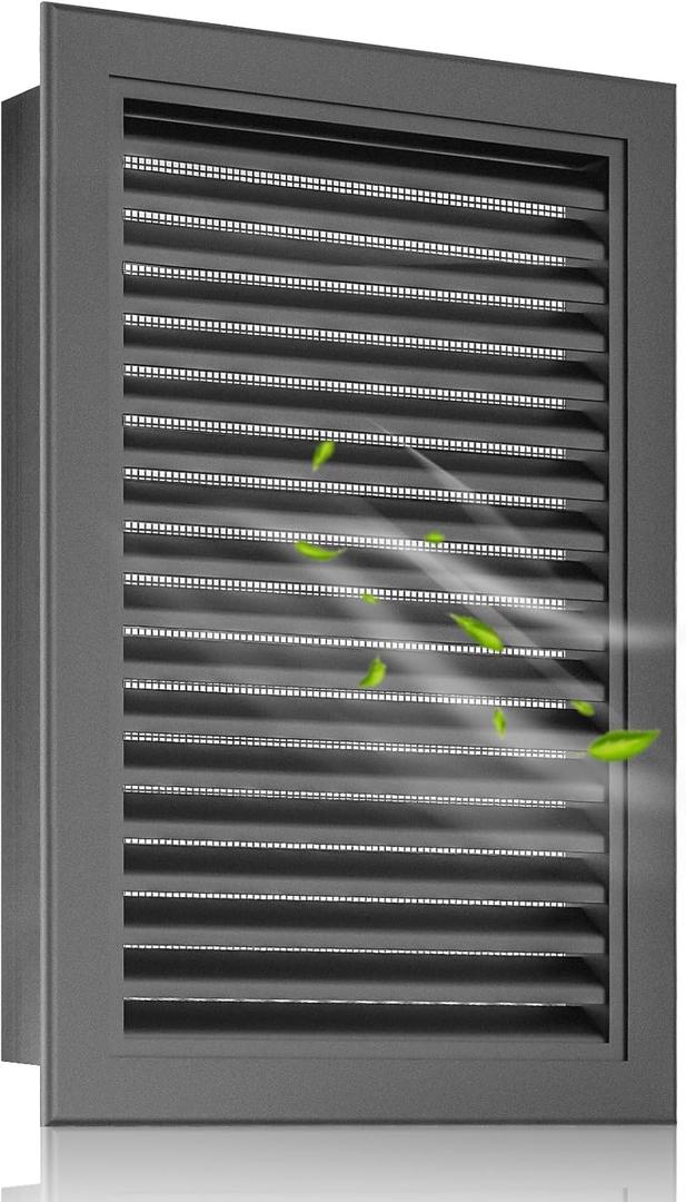 12 X 18" Aluminum Alloy Gable Vent, Enhanced Airflow Attic Vents, Ideal for Tool Shed, Exterior Wall, Crawl Space, Houses, and Garage, Vent Opening: 10" x 16" (Gray)