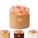 4-in-1 Ultrasonic Crystal Salt Stone Aromatherapy Diffuser & Humidifier - 7-Color LED Dreamy Flame Light, Auto Shut-Off, 2 Modes | Home/Office/Yoga (Wood Grain)