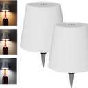 2 Pack Wireless Bottle Lamp Shade - Portable LED Wine Bottle Lamp with Stopper, 3 Color Stepless Dimming Rechargeable Touch Wine Bottle Lights for Any Liquor Bottle Bars Restaurants-White