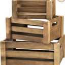 Set of 3 Wood Nesting Storage Crates with Handle, Rustic Farmhouse Decorative Wooden Crates Distressed Crates Storage Container for Display, Large Vintage Wood Decor Crates Wooden Baskets