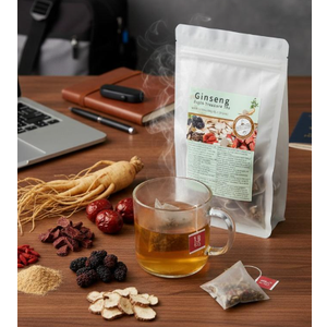 12pcs Qiuumey Ginseng And Wolfberry Tea, Organic Kidney Cleanse Chinese Herbal Tea For Men And Women (120g, 12 Bags x 10g)