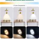 Gold Vintage LED Wall Sconce Set of 2, Wireless Battery Powered Wall Sconce with Remote Control, Dimmable Lighting for Bedroom, Hallway, Farmhouse Indoor Wall Sconce