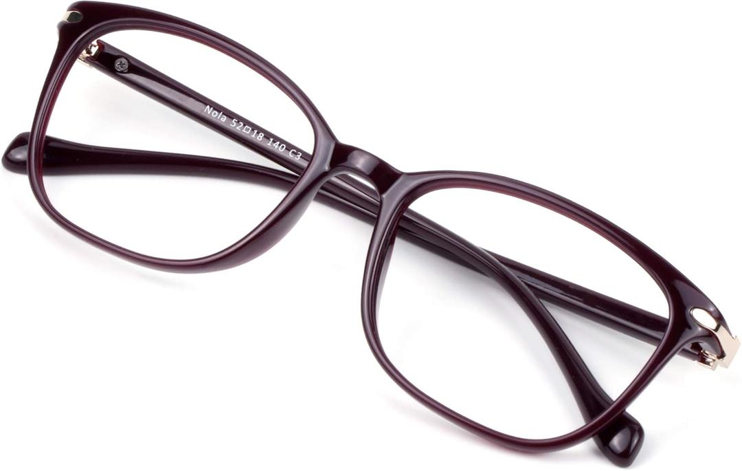 VisionGlobal Blue Light Blocking Glasses for Women/Men, Anti Eyestrain, Computer Reading, TV Glasses, Stylish Square Frame, Anti Glare(Red,+2.00 Magnification) (06_nola_dark Red)