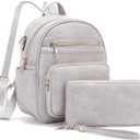 Idesort Small Backpack Purse for Women Girls Cute Backpacks Purse set with Wallet Convertible Shoulder bag (Grey)