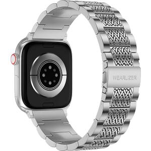 Wearlizer Stainless Steel Band Compatible with Apple Watch Band 42/41/40/38mm Men Women, Zigzag Weave Durable Metal Strap for iWatch Series 11 10 9 8 7 6 5 4 3 SE/Ultra 3 2 1StarLight&Black
