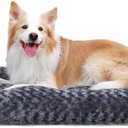 KSIIA Washable Dog Bed Deluxe Plush Dog Crate Beds Comfy Kennel Pad Anti-Slip Pet Sleeping Mat for Large, Jumbo, Medium, Small Dogs Breeds, 35" x 23", Dark Grey