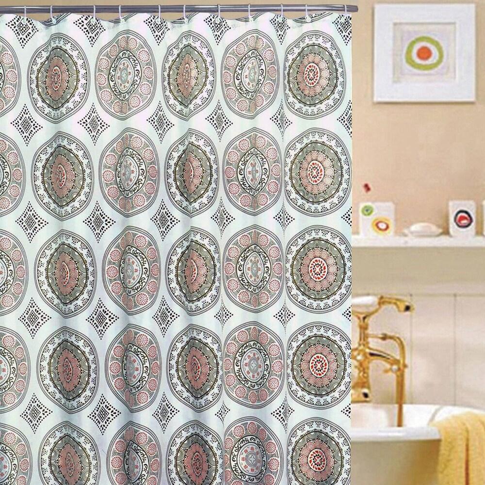 Eclipse Fabric Shower Curtain Geometric Medallion Print 71" x 70"