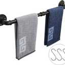 NearMoon Industrial Pipe Towel Bar, Heavy Duty Bathroom Hardware Towel Holder Accessory, Wall Mounted DIY Rustic Iron Bathroom Towel Rack Holder (24 Inch, Black)