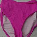 Women's High Waisted Full Coverage Cheeky Bikini Bottoms Tummy Control Adjustable Dtawstring Swim Bottoms (Large, Hot Pink1)