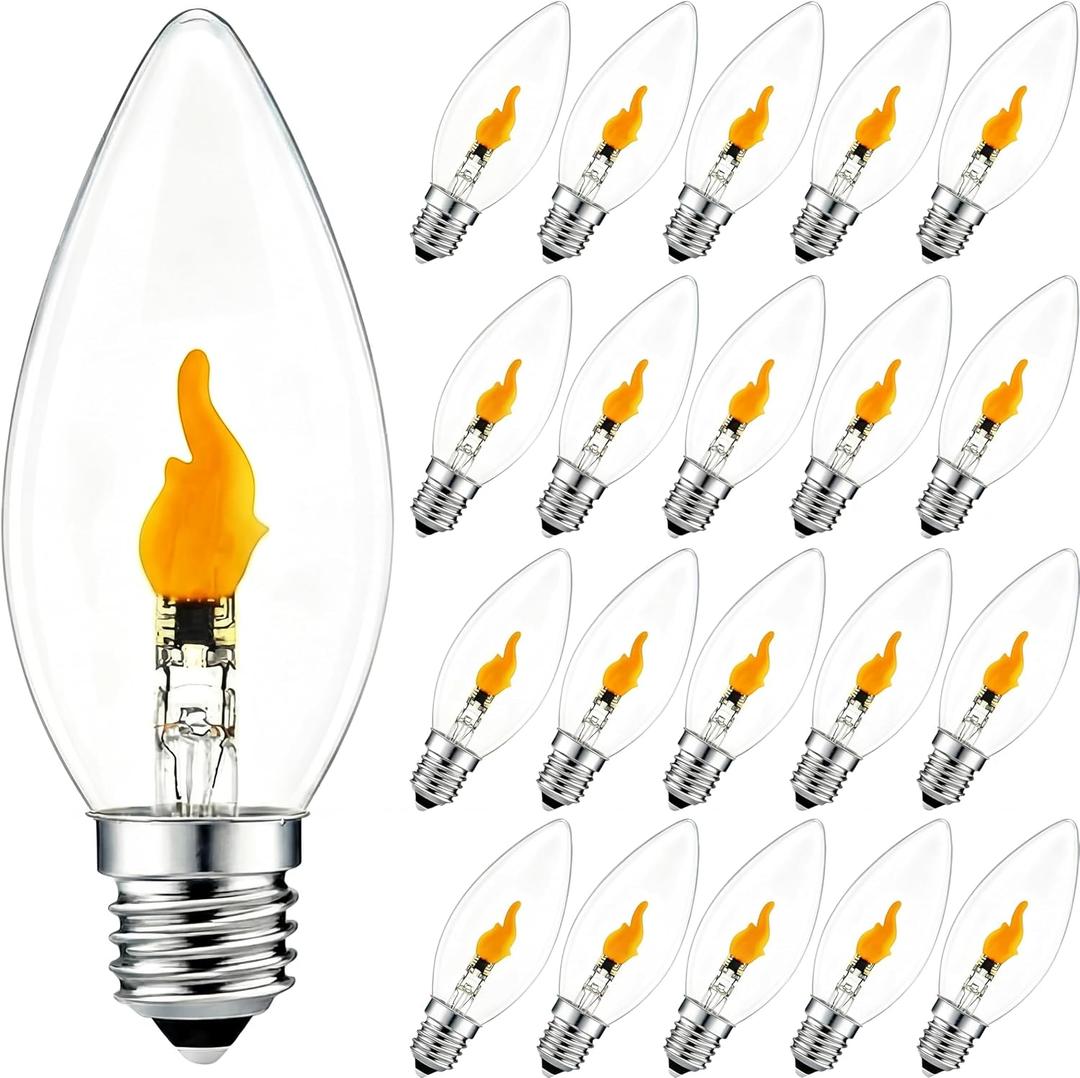VIHOSE 12 Pack LED Flickering Flame Light Bulbs, E26 Standard Base 2 Mode Fire Effect Bulbs, C35 Shape Fire Light Bulb for Ambient Porch Outdoor Indoor Fireplace, Not Dimmable