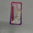 for Samsung Galaxy A03S Case with Glass Screen Protector for Women Girls,Glitter Bling Flowing Liquid Sparkle Cute Soft TPU Shockproof Protective Phone Case for Samsung Galaxy A03S-Pink/Purple