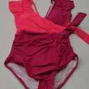 Blooming Jelly Women's Tummy Control Swimsuits Slimming One Piece Bathing Suit Ruffle Wrap V Neck Swimwear S