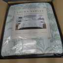 Laura Ashley Home - Queen Duvet Cover Set, Reversible Cotton Bedding, Includes Matching Shams with Bonus Euro Shams & Throw Pillows (Natalie Green, Queen)