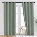 NICETOWN Blackout Sage Green Curtains 84 inch Length 2 Panels Set - Chic Thermal Insulated Grommet Room Darkening Window Drapes for Bedroom/Living Room, W52 x L84