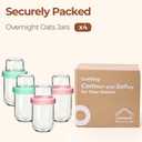 ComSaf Overnight Oats Containers with Lids (16oz+4oz, 4Pcs), Dual-Laryer Chia Pudding Jars with Dry and Wet Separation, Yogurt Parfait Cups for Oatmeal Cereal Nut Fruit, Meal Prep Glass Jars for Salad