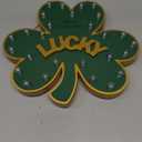 Lighted Holiday Wall Hanging Decor, St. Patricks Day Shamrock Green Wreath, Lucky Irish Blessing Front Door Sign with LED Lights, Wooden Spring Wreath for Home Wall & Door Decoration Party