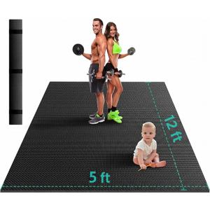 Stepwaver Large Exercise Mat, 6'x4'/7'x5'/8'x5'/9'x5'/10'x5'/12'x5'x8mm, Size: 12x5FT, 
Product Dimensions	144"L x 60"W x 0.3"Th