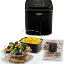 Nuwave Brio 6-Quart Digital Air Fryer Including Non-Stick Baking Pan and Stainless-Steel Cooking Rack (6-Quart + Gourmet Kit), Black