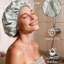 Yanibest Shower Cap for Women - Hair Satin Bonnet Shower Cap Waterproof Large Double Layer Reusable with Soft Elastic Band for Braids Long Hair