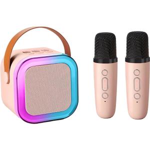 2025 TOP Birthday Gifts Toys,Mini Karaoke Machine for Kids Adults, Portable Bluetooth Speaker with 2 Wireless Karaoke Microphones, for Girls 3,4, 5, 6, 7, 8+Years Old Toddler Karaoke Player (Pink)