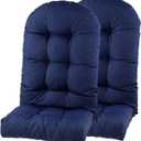 Outdoor Adirondack Chair Cushions Set of 2, Non-Slip Waterproof High Back Tufted Patio Seat Pads for Porch Rocking Chair 44"x19.6"x4.7", Navy Blue