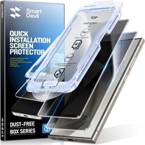 9 x SMARTDEVIL 2 Pack for Samsung Galaxy S24 Ultra Privacy Screen Protector,Anti-Spy Tempered Glass,Full Coverage,Finger Print Reader Compatible, Clear 9H Tempered Glass Film