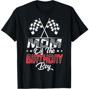 Race Car Mom of The Birthday Boy Racing Family Pit Crew T-Shirt, Size Small