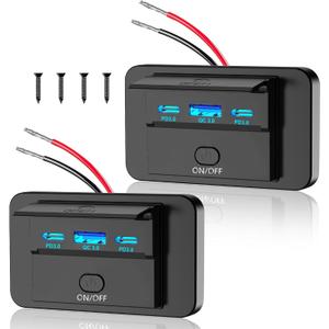 2PCS 3 Ports 12V RV USB Outlet 90W, Dual PD3.0 Type-C Quick Charge 72W & USB QC3.0 18W Panel Wall Mount, Automotive Car USB Socket Charger Adapter for RV Marine Boat Bus ATV Motorcycle Truck (Blue)