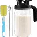 Glass Mason Jar Pitcher - 32oz with Pour Spout Lid, Airtight Seal - Ideal for Cold Brew Coffee, Juice, Lemonade, and More - Premium Glass Jug for Beverages and Sun Tea-Dark Cover