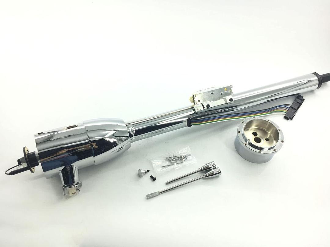 30" Floor Shift Tilt Steering Column W/Ignition Keys & Steering Wheel Adapter