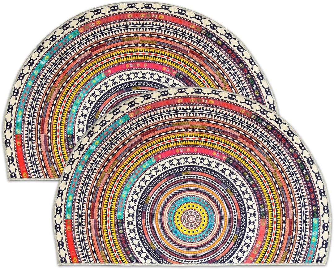 2 Pcs Half Round Home Welcome Door Mat,24''X36'' Indoor Welcome Doormat Outdoor Carpet Entrance Rug Living Room Bedroom Entrance Mat (24''X36'', 2)
