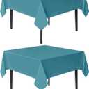 Sancua Square Tablecloths 70x70 Inch, 2 Pack - Teal Fabric Table Cloth for Square or Round Tables, Washable Polyester Table Cover for Outdoor Party, Birthday, Decorative Display Tables