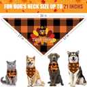 3 x Thanksgiving Dog Bandana, Pumpkin Turkey Dog Thanksgiving Scarf Buffalo Plaid Printing Adjustable Bandana for Small Medium Large Dogs