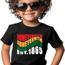 Juneteenth Shirts for Kids Todder Boys Girls, African American History Shirts 1865 Peace Love Tees 2-8T (Black)