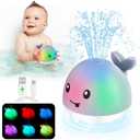 ANGGIKO Baby Bath Toys, Toddler Bath Toys for Kids Ages 1-3, Light Up Whale Bath Toy Sprinkler, Pool Water Table Infant Baby Toys 6-12-18 Months, Bathtub Fountain Toy, Toddler 1st Birthday 1 2 3 Gifts