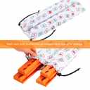 LUMIVIA 50cm Mahjong Racks with Pushers, Orange Wooden American Mahjong Tile Pushers & Racks Set of 4, with White Printed Mahjong Racks Drawstring Bag, Mahjong Accessories