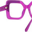 VOOGLAM Oversize Square Non Prescription Glasses for Women Blue Light & UV400 Blocking Black Acetate Computer/Phones/TV