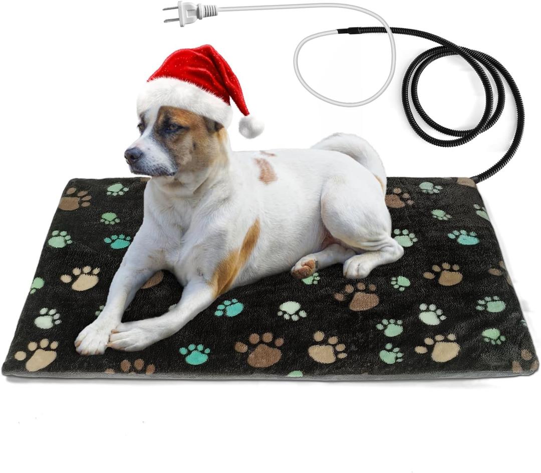 Puppy Heating Pad 28x18 in Thermostatic Pet Heating Pad for DogsWaterproof Outer Skin+Flame Retardant Material Heated Dog Bed, Adding Wire Rope Wires Cat Warming Pad Without Controller