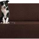 KEKUOU Stretch Oversized Sofa Slipcover 1 Piece Couch Sofa Cover (94"-110") Furniture Protector 4 Seater Sofa with Elastic Bottom for Kids,Pet.Jacquard Checked Pattern Fabric(X Large,Chocolate)