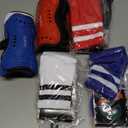 Toulite 4 Sets Soccer Shin Guards and Socks for Youth Kids, Soccer Shin Pads Long Socks for 7-15 Year Old Child, Gear Football Equipment for Boys Girls Toddlers Teenagers (White Black Red Blue)