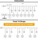 Christmas Snowflake Lights, 10.66ft 168 LED Icicle Lights Outdoor with 14 Drops, 8 Modes Waterproof Connectable Christmas Light for Eaves, Wedding, Garden, Yard, Indoor Outdoor Xmas Decor (Multicolor)