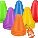 3.15 Inch 24 Pack Mini Sports Cones,Portable Small Cones
Mini Plastic Cones for Agility & Footwork Practice,Roller Skating and Skate Practice,Team Activities,Classroom Activities