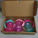Nuby Clik-It Grip N' Sip Soft Spout No-Spill Training Sippy Cup with Handles - (3-Pack) 10 oz - 4+ Months - Aqua/Purple/Pink
