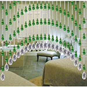 Rekelola Beaded Curtain for Doorways,Hanging Glass Clear Crystal Door Beads Curtains for Windows Room Divider Bedroom Coffee House (25 Strings Green)
