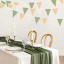 32Ft Camping Party Decorations Olive Green Tan Brown Cream Neutral Triangle Flag Fabric Banner Pennant Garland Streamers for Woodland Birthday Jungle Baby Shower Safari Camper Bachelorette Decor