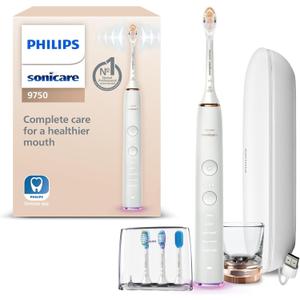Philips Sonicare DiamondClean Smart 9750 Electric Toothbrush, Sonic Toothbrush with App, Pressure Sensor, Brush Head Detection, 5 Brushing Modes and 3 Intensity Levels, Rosegold, HX9924/67 (1 Count (Pack of 1))