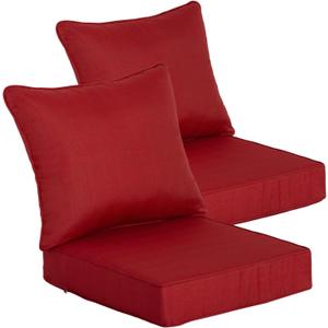 Goodgoods 24 x 24 Outdoor Patio Deep Seat Cushions 2-Pack, 1000+ Hours Fade-Resistant & Water-Resistant Outdoor Furniture Chair Cushions with 30D High-Resilience Foam for Sofa Chair, Chili, 24''x24''x5.5'' 2 sets