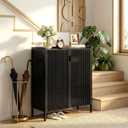 Bamboo Shoe Storage Cabinet for Entryway with Doors, Hidden Shoe Organizer, 31.49 inches x 39.37 inches x 13.78 inches