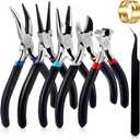 5Pcs Jewelry Pliers Set Jewelry Making Pliers Tools Kit Include Jewelry Making Needle Nose Chain Nose Round Bent Pliers Wire Cutter for Bracelet Beading DIY Craft Jewelry Making Supplies (Eq 5pcs-black)